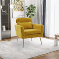 29.5 W Modern Chenille Accent Chair Armchair Upholstered Reading Chair Single Sofa Leisure Club Chair with Gold Metal Leg and Throw Pillow for Living Room Bedroom Dorm Room Office Mustard Chenille