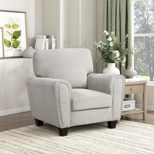 Lexicon Chenille Upholstered Accent Chair Modern Living Room Chair with Removable Back Cushion Cover Track Arms for Office/Bedroom/Apartment Easy Assembly Gray