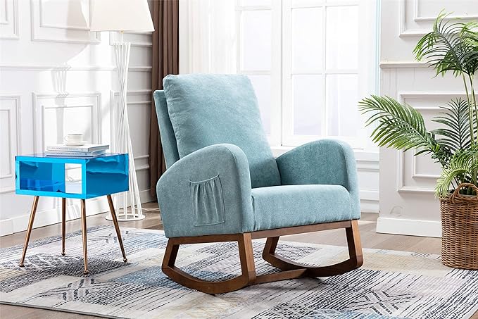 Living Room Comfortable Rocking Chair Living Room Chair Light Blue
