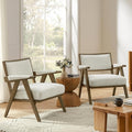 Art Leon Mid Century Modern Living Room Chair - Faux Shearling Upholstered Accent Chair Set of 2 with Solid Wood Frame 265lb Weight Capacity Comfortable Seating for Living Room Bedroom White