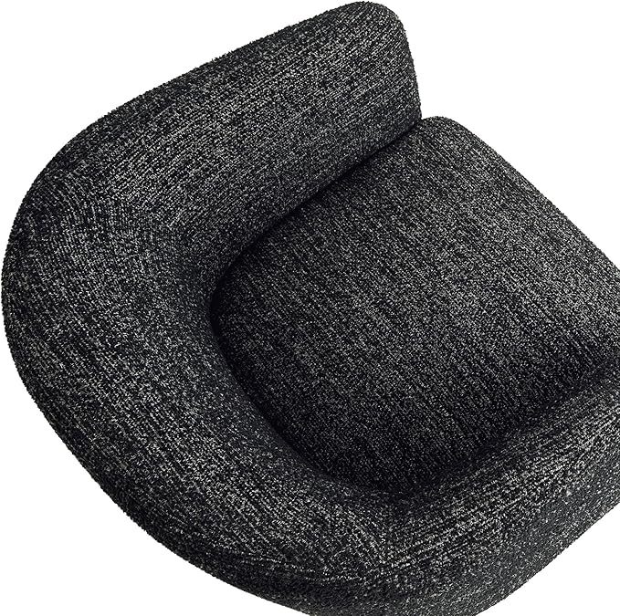 Modway Muse Comfy Barrel Accent Chair in Charcoal Boucle Fabric Cozy Round Reading Armchair – Upholstered Living Room Chair with Curved Back