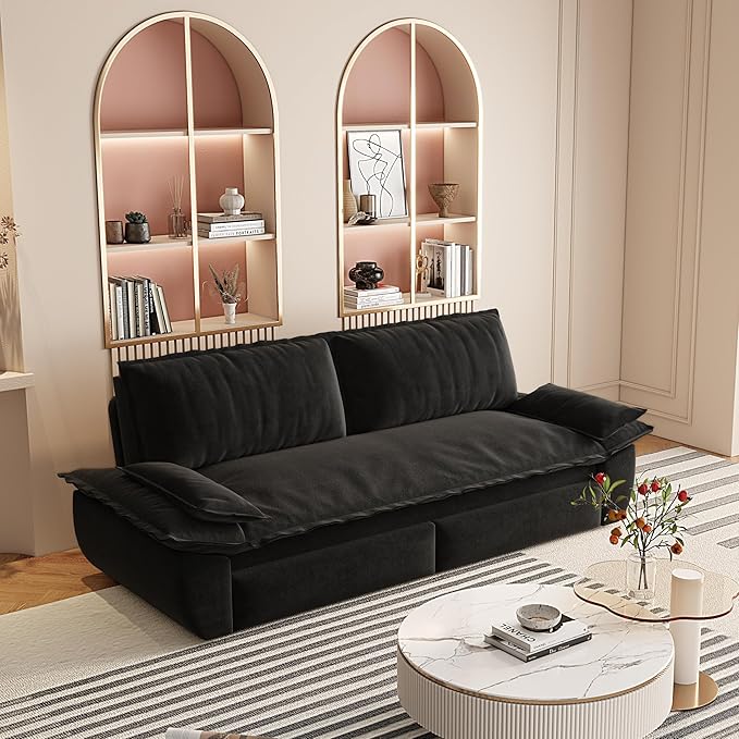 73.2 Oversized Convertible Loveseat Sleeper Sofa Bed for Living Room Queen Size Pull Out Sofabed 3 in 1 Cloud Upholstered Pullout Lounge Sofa Couch with Pillow-top Armrest