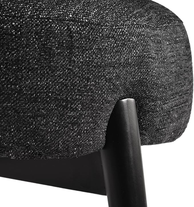 Merax Low-Back Accent Chair Mid Century Modern Upholstered Chair with Curved Backrest for Living Room Bedroom Boucle Fabric Birch Wood Supports 300lbs Black