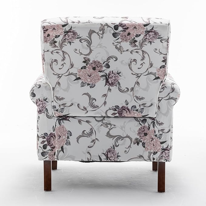 Classic Accent Armchair with Birch Wood Frame and Comfortable Rolled Armrests Arm Chairs for Living Room Bedroom and Office Decor 03 Printed Fabric