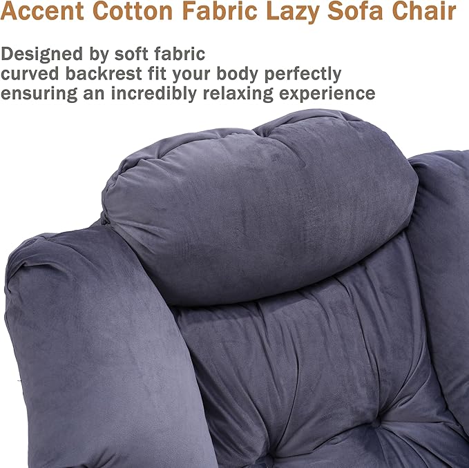 Living Room Chairs with UpholsteredReading Chairs for AdultsModern Accent Chairs for Living RoomLounge Sofa Rocking Chair IndoorSingle Sofa Chair with Armrests &amp Side PocketDark Gray