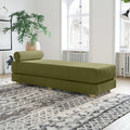 Jaxx Alon Daybed - Fold-Out Sleeper Chaise with Premium Memory Foam Queen-Size Mattress - Made in The USA - Moss