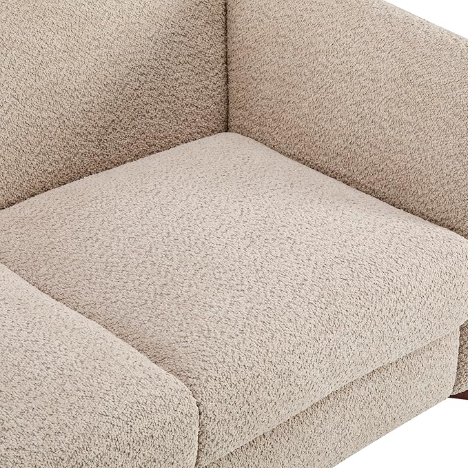 Merax 63 Inch Modern Boucle Upholstered 2-Seater Sofa Chenille Fabric Loveseat with Solid Wood Legs Low Profile Small Couch for Living Room Almond