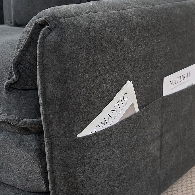 Modular Sectional Sofa - 76 Chenille Cloud Couch for Living Room &amp Apartment Deep Seat Comfort Flexible Loveseat Combination Sofa for Home &amp OfficeGrey