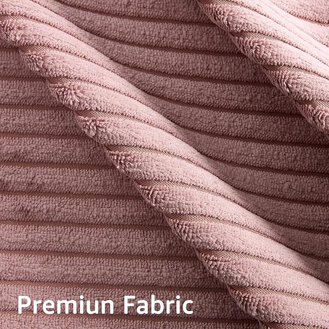 Modern Corduroy Sofa 88.5 inch Wide Living Room Couch with Wide Arms 3-Seater Living Room Couch with Throw Pillows Pink