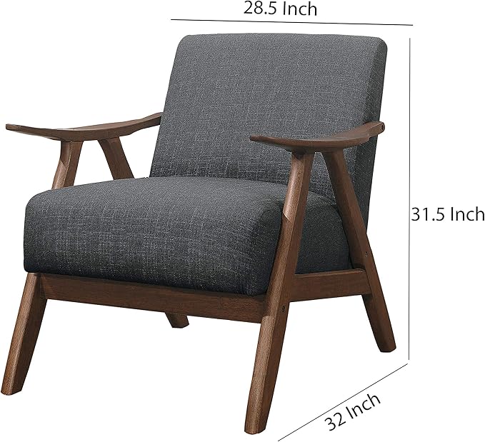 Benjara Fabric Upholstered Accent Chair with Curved Armrests Gray