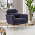 29.5 W Modern Boucle Accent Chair Armchair Upholstered Reading Chair Single Sofa Leisure Club Chair with Gold Metal Leg and Throw Pillow for Living Room Bedroom Dorm Room Office Navy Boucle
