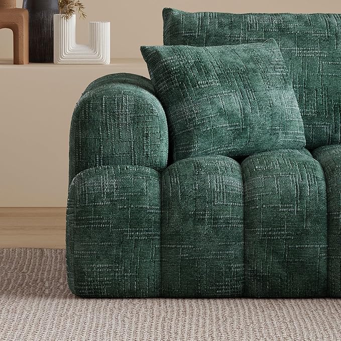 108 Cloud Sectional Couches for Living Room Boneless L-Shaped Sofa with Pillow 3 Seater Modular Sectional Sofa (Dark Green)
