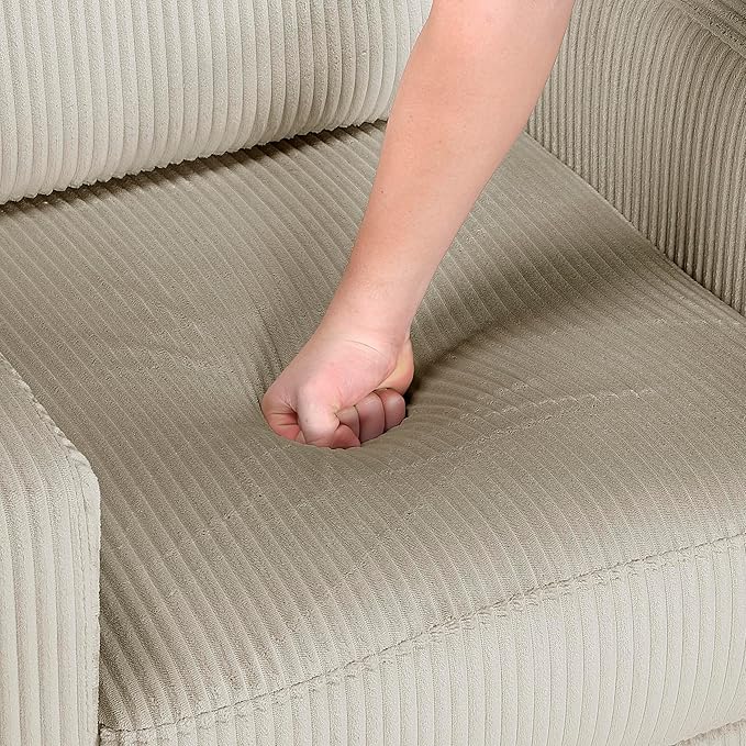 Lexicon Modern Sofa Corduroy Fabric Upholstered Living Room Sofa Couch with Brown Legs Track Arms Comfy Couch for Living Room/Bedroom/Apartment 3-Seater Taupe