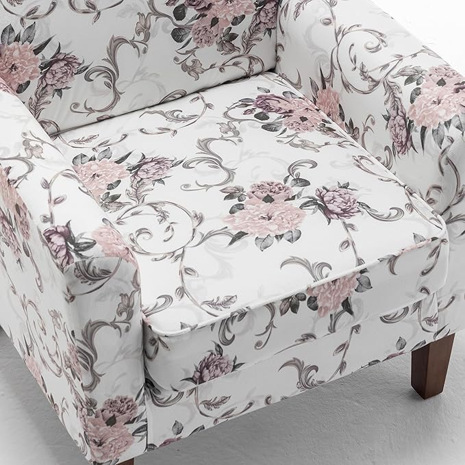Contemporary Accent Arm Chair with Birch Wood Frame and Velvet Upholstery Armchair for Office and Living Room Decor Removable Cushions 06 Printed Fabric