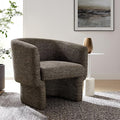 Modway Muse Comfy Barrel Accent Chair in Antique Boucle Fabric Cozy Round Reading Armchair – Upholstered Living Room Chair with Curved Back