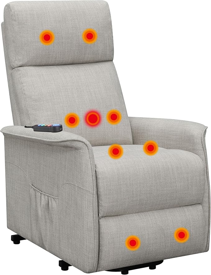 Coaster Home Furnishings - Henrietta - Fabric Upholstered Power Lift Massage Chair with Heat &amp Massage Functions USB Charging Port and Wired Remote - Living Room - Beige - 609407P