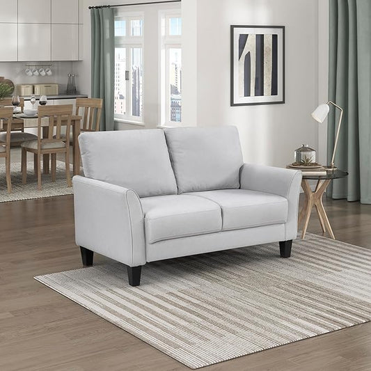 Lexicon Loveseat Living Room Sofa Couch Love Seat Couches Textured Fabric Upholstered Love Seat Sofa for Bedroom/Waiting Room/Office/Apartment 56 Loveseat Grey