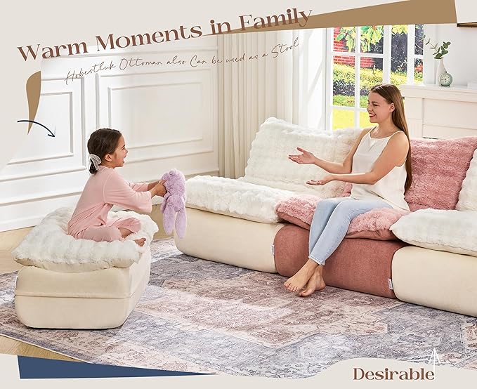 Hobestluk Sofa Couch Foam Sofa for Small Spaces Comfy Sofas with Footrest Couch Recliner Small Sofas for Living Room Bedroom Apartment (White)