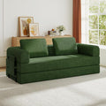 KEIKI 79 Corduroy Sleeper Sofa Bed with Fixed Frame Convertible Folding Couch with Cylindrical Pillow Space-Saving 3-Seat Furniture for Studio Apartment Living Room Modern Green