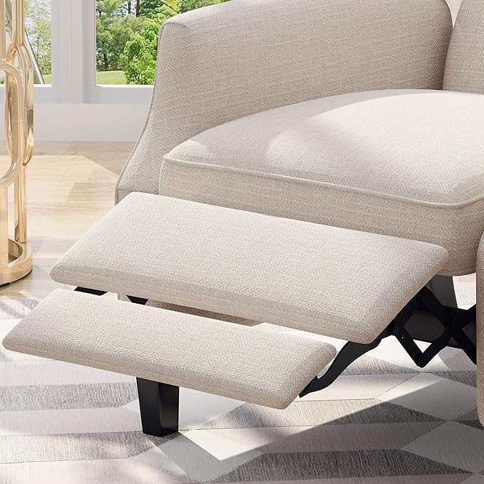 Christopher Knight Home Diana Wingback Recliner Light Beige Tweed + Dark Brown
