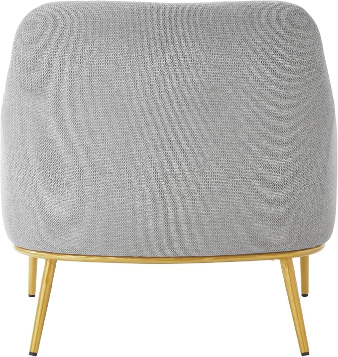 Christopher Knight Home Justin Modern Accent Chair with Metal Legs Chenille Upholstered Lounge Chair Indoor Curved Backrest Armchair Soft Cushion Seating for Living Room Reading Home Light Gray