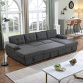 BEEY Sofa Bed 118 Oversized Sleeper Sectional Sofa with Storage Chaise U Shaped Sectional Couch with Pull Out Bed 6 Seater Pull Out Couch Bed for Living Room Bedroom (Dark Grey_4 Seater)