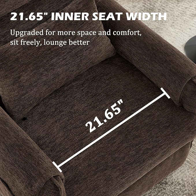 Power Recliner Chair Small Recliners for Small Spaces Electric Recliner Chairs for Adults with Memory Function Reclining Chair with Remote Pillow and Side Pockets Living Room Chenille