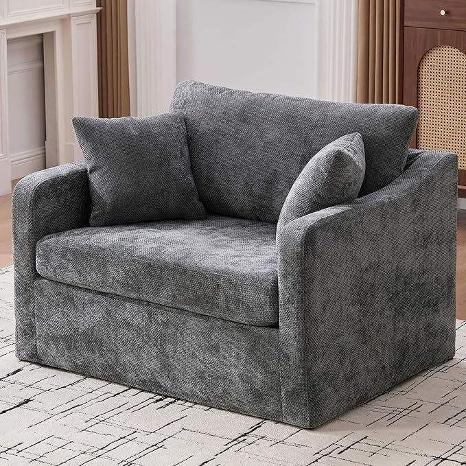 44 Modern Oversized Accent ChairsReading Chair for Bedroom BigChenille Grey Upholstered ArmchairOversized Chair for Living Room Comfy