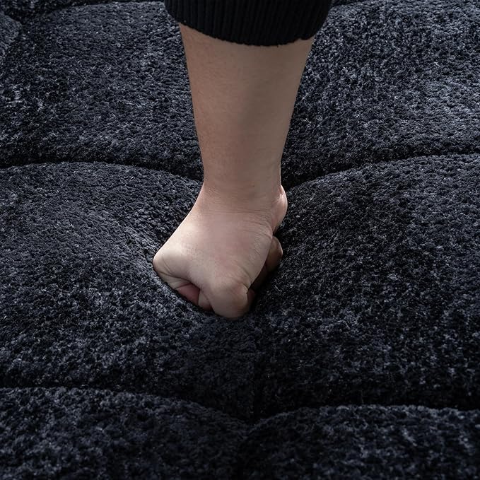 107.9“Cloud Sectional Boneless Couch Modular Sofa with Deep Seat 5 Pillows L-Shaped Free Combination Soft Boucle Fabric 1400 lbs Capacity Living Room Apartment. (Black Right Hand Facing) | No Assembl