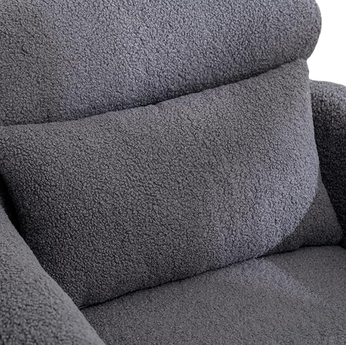 29.5 W Modern Boucle Accent Chair Armchair Upholstered Reading Chair Single Sofa Leisure Club Chair with Gold Metal Leg and Throw Pillow for Living Room Bedroom Dorm Room Office Gray Boucle