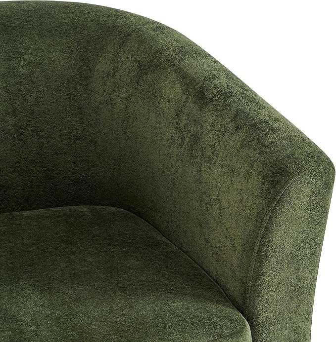Christopher Knight Home Coles 360° Velvet Swivel Accent Chair Living Room Barrel Swivel Chair with Iron Frame Wooden Velvet Club Chair with Rotation No Assembly Required Olive Green+Walnut