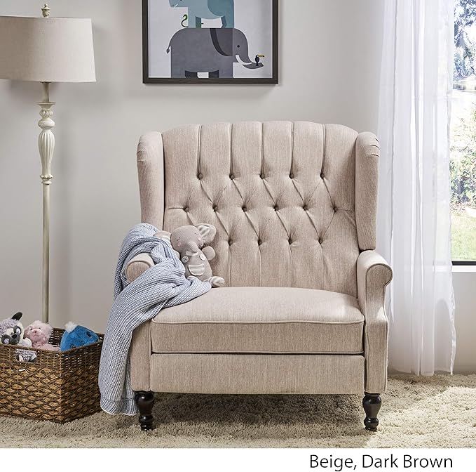 Christopher Knight Home Salome Push Back Recliner Beige Dark Brown