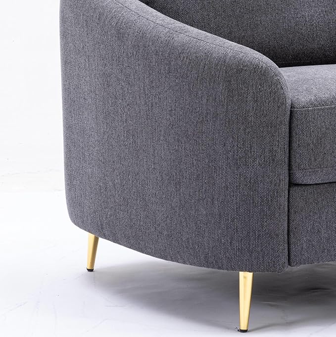 Modern Gray Linen Chair with Pocket Coil Seat for Living Room or Bedroom