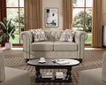 Morden Fort Classic Chesterfield Loveseat Set 60'' Tufted Loveseat Sofa Set with Solid Wood Legs Thick Cushion Pet-Friendly Deep Seat Sofa Couch for Living Room Bedroom Apartment - Linen Beige