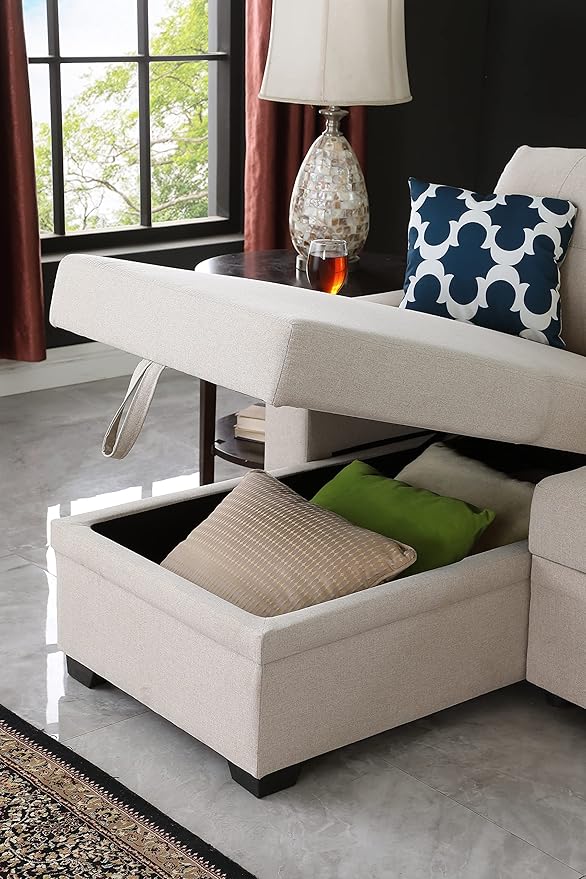 Ball &amp Cast Sectional Sleeper Sofa Couch with Pull Out BedL Shaped Sleeper Sofa Bed with Cupholder ArmrestsConvertible Sleeper Sectional Sofa W/Reversible Storage Chaise&ampBack Cushionfor Liv