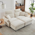 Deep Seat Sectional Sofa Comfortable Cloud Sofa with Ottomans loveseat Sofa 85.8''Modern Corduroy Upholstered Sectional Sofa for Living Room Apartment Studio Office (Beige)