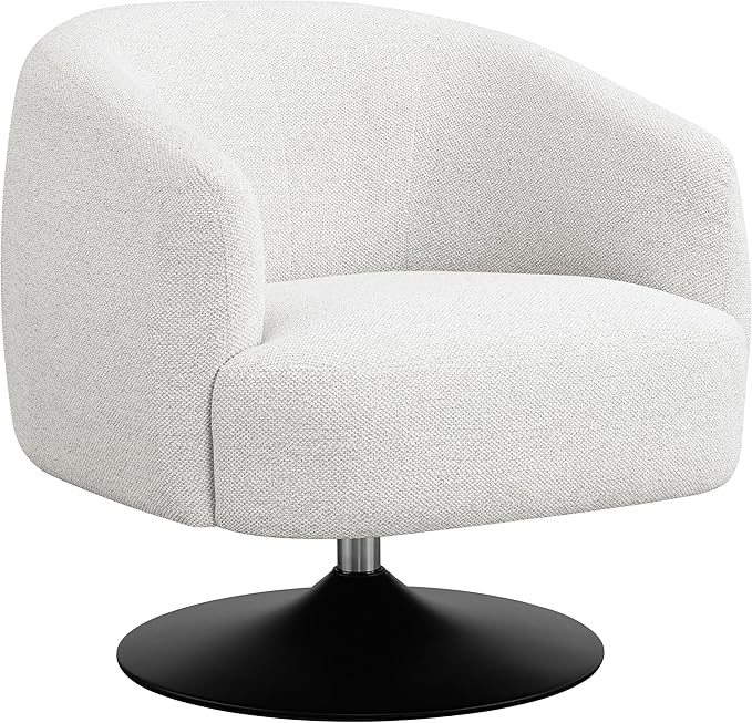 Coaster Home Furnishings - Dave - Boucle Fabric Upholstered Barrel Back Swivel Accent Chair with Pedestal Base Tapered Off Armrests and 360-Degree Swivel - Living Room - Beige - 905739