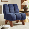 Art Leon Modern Accent Chair Sherpa Fabric Modular Single Sofa Chair Armless Chair with Wooden Legs for Living Room Bedroom Blue
