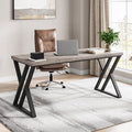 Tribesigns Writing Computer Desk 55 inch Heavy Duty Study Desk with Z-Shaped Metal Leg Modern Simple Home Office Computer Desk Grey