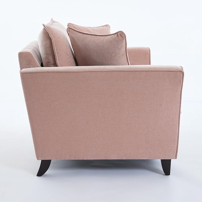 Merax 46.3 Chenille Accent Chair Oversized Reading Armchair w/2 Pillows Modern Corner Single Cloud Sofa Arm Chairs Comfortable Living Room Deep Cushion Seating for Office &amp Apartment Pale Pin