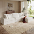 121 L-Shaped Modular Sectional Sofa with Ottoman Upholstered Cloud Couch with Deep Seat Boneless Sofa Sectional Couch for Living Room No Assembly Required Chenille Warm White | Breathable Materia