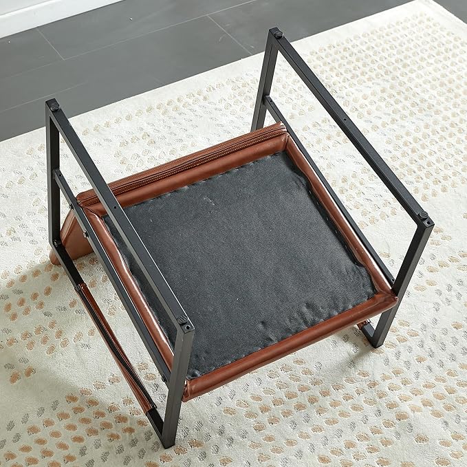Red Brown PU Leather Leisure Black Metal Frame Recliner Chair for Living Room and Bedroom Furniture