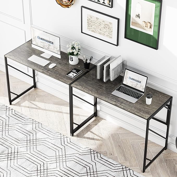 Elephance Folding Desk Writing Computer Desk for Home Office No-Assembly Study Office Desk Foldable Table for Small Spaces