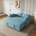 KEIKI 3 in 1 Convertible Pull Out Sofa Bed with Adjustable Backrest &amp Side Pockets Velvet Recliner Couch Sleeper Sofa Chair for Living Room Small Spaces Full Blue