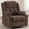 Rocker Swivel Recliner Chair for Adults Overstuffed Large Manual Recliner Glider with Massage and Heat Comfy Soft Fabric Living Room Reclining Sofa Chair (Warm Cocoa)