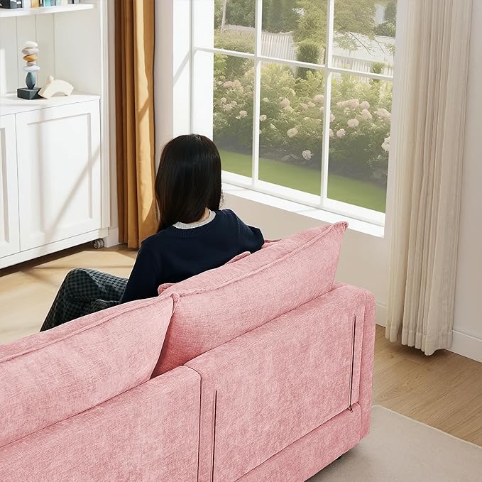 102 Modular Sectional Sofa L Shaped Cloud Couch with Movable Ottoman Comfy Chenille Deep Seat Sofa with Throw Pillows 3-Seater Cloud Couches for Living Room Apartment