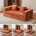 Folding Convertible Sofa Bed 4-in-1 Boneless Couch Sleeper Sofa 76.8'' Chenille Foldable Mattress Couch with Fixed-Shape Frame Floor Sofas Modular Futon Couches for Living Room Orange