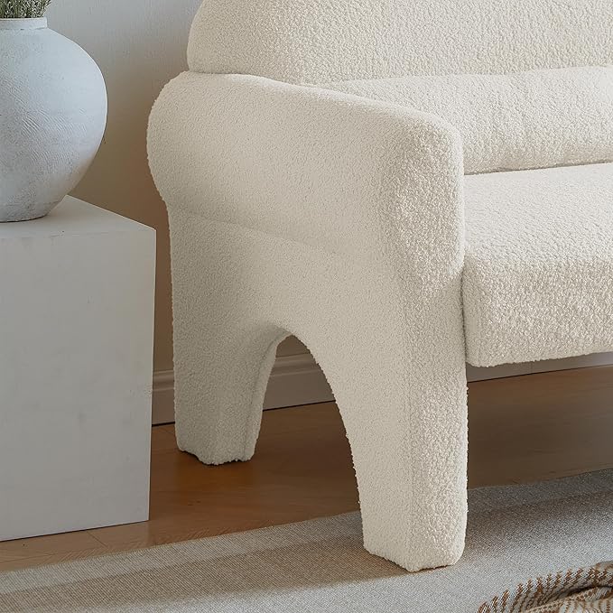Modern Teddy Fabric Accent Chair with Lumbar Pillow for Living Room