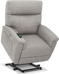MCombo Power Lift Recliner Chair with Massage and Dual Heating Adjustable Headrest Extended Footrest for Elderly People Fabric R7605 (Mist Grey)