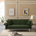 Convertible Sofa Bed Futon Couch Bed with Adjustable Arms and Backrest Modern Love Sofa with Gold Metal Legs for Living Room Bedroom (Teddy Fabric in Green 70.1 Wx31.1 Dx31.5 H)